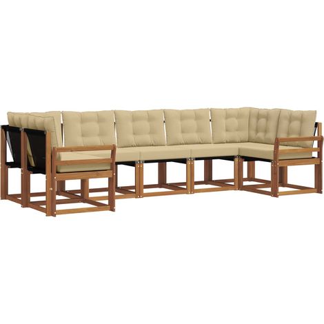 Ensemble de canapés d'extérieur 7 pcs Salon de jardin Naturel et Beige (1/5)