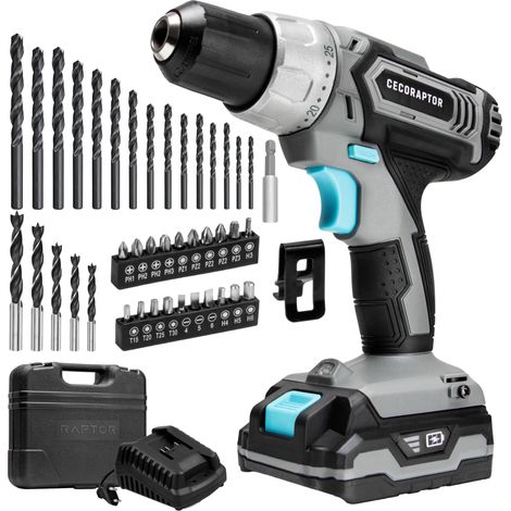 Perceuse à Batterie, 20V et 2000 mAh, Vitesse de 1550 tr/min, Couple Maximum 46 Nm, 25+1 Positions de Couple et 2 Vitesses de Travail, Autonomie de 60 min (1/5)