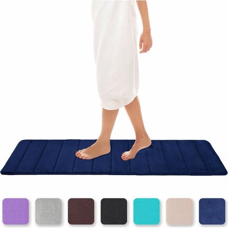 Memory Foam Bath Mat Absorbent Non-Slip Bath Mat Washable Bath Mat - 40 x 120 cm, Navy Blue (1/5)
