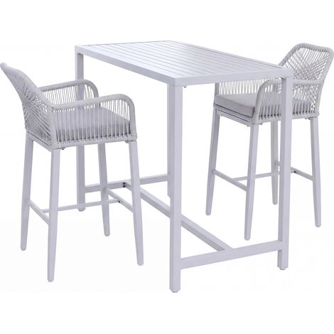 Ensemble table de bar + 2 tabourets de bar HWC-P91, chaise de bar, table haute, coussin d'assise d'e (1/5)