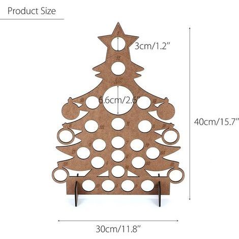 Adventskalender aus Holz in Baumform für 24 Pralinen, runder Ständer, dekorativ, 40 x 30 cm (1/2)