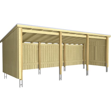Plus Gartenhaus Nordic Multi 619 x 208 cm natur offen mit Dachpappe, H-Anker (1/3)