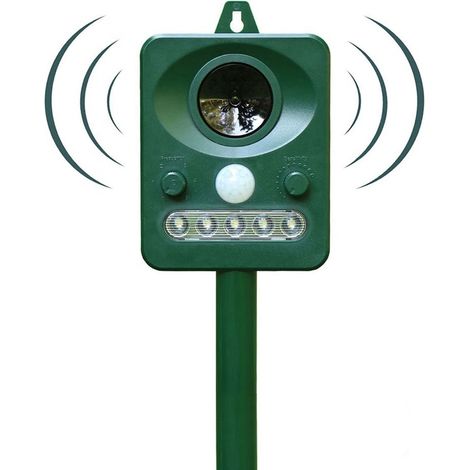 Répulsif Chat Ultrason Exterieur, Répulsif Solaire avec Détecteur de Mouvement pour Jardin Contre Chats, Chiens, Oiseaux (1/5)