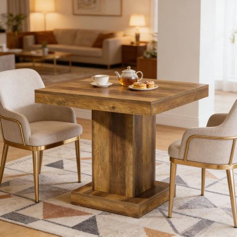 Tavolo quadrato in MDF 80 x 80 x 74,9 cm marrone, per 1-4 persone (1/5)