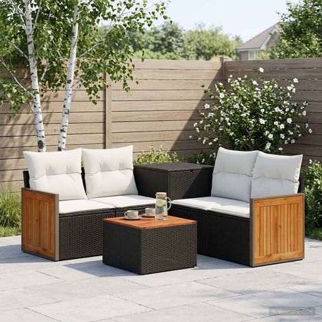 vidaXL Ensemble de Canapés 6 pc Noir et blanc crème (1/5)