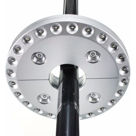 Lampes pour Parasol Patio Parapluie Light 3 Mode de luminosité 28 lumières LED à 220 Lux- 4 x AA à piles, Parapluie bâton léger pour parapluies de terrasse, le camping, tentes ou à l'extérieur - Blanc (1/4)
