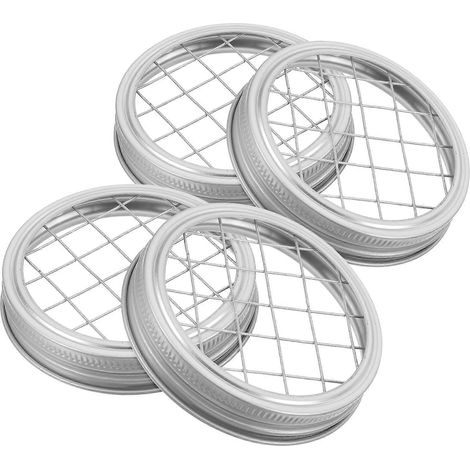 Lot de 4 couvercles pour bocaux Mason avec support pour fleurs, compatibles avec les compositions florales, couleur argent. (1/5)