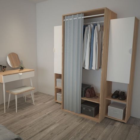 Armadio Guardaroba 150x56x184h cm Krell rovere bianco (1/5)