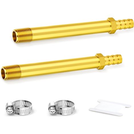 2PCS Raccord laiton à olive, filetage mâle 1/4" BSP vers olive 10mm, longueur 150mm, connecteur étendu pour systèmes air et fluides (1/5)