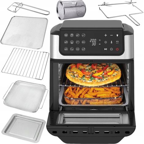 Mini-Backofen-Fritteuse, fettfrei, mit Drehspießgrill, 12 l, 1800 W