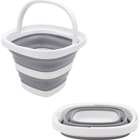 Seau pliable de 5 L, pichet à eau portable avec poignée solide, bassin pour lavage de voiture, gain de place. Seau pliable pour camping extérieur, pêche, nettoyage domestique, alimentation des animaux (1/5)