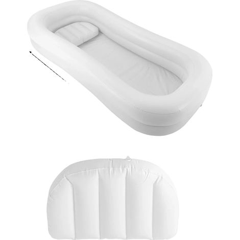 Bañera inflable, incluye almohadas, bomba de aire eléctrica, color blanco. (1/2)