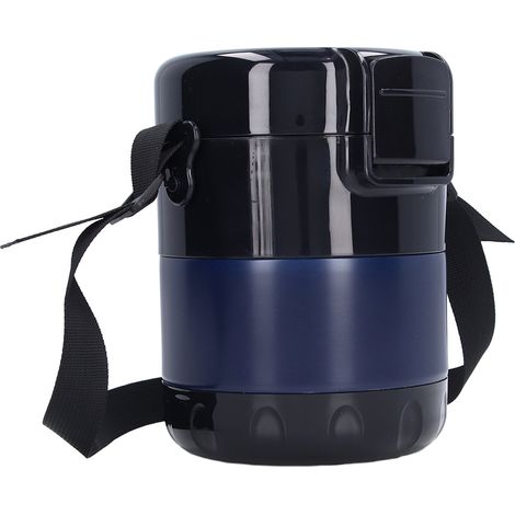 Gamelle isotherme 1,9L double compartiment en acier inoxydable 304, boîte repas sous vide multicouche pour travail, maison et école, grande capacité, bleu profond (1/5)