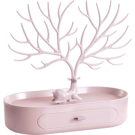Ampio portagioie decorativo a forma di albero con cassetto alla base per collane, orecchini e chiavi.