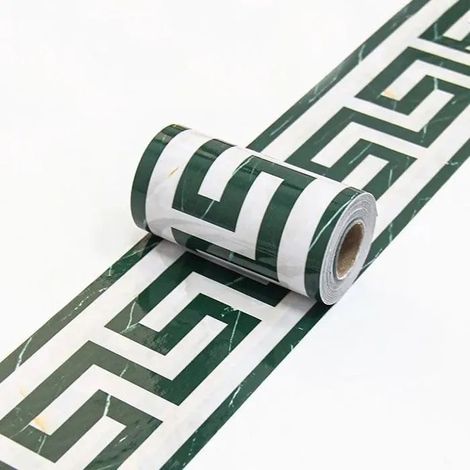 Frises Papier Peint Vert-48, 10cm x 1000cm, moulure murale autocollante, adhésif PVC pour plinthe. - Vert-48 - Vert-48 1000 x 10 cm (1/5)