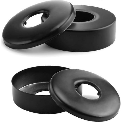 2024 Lot de 4 rosaces de mitigeur de douche noir mat, rosace de robinet en acier inoxydable, cache-robinet mural plat pour radiateur, compatible avec les tuyaux d'eau de 21 et 25 mm (1/5)