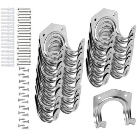 20 Pièces Crochets de Suspension D'outils, Crochets de Remise Robustes Porte Outils Mural Crochets de Rangement pour Abri de Garage, Jardin, Entrepôt, Ferme  avec Vis