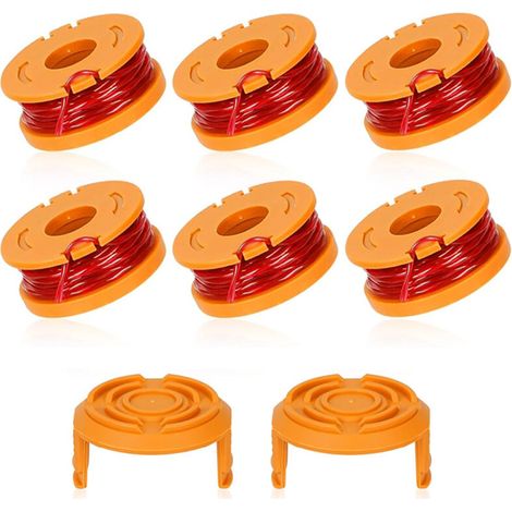 Ersatzspule für WORX WA0010/WA6531 Rasenmäher, kompatibel mit Worx WA0010, Netzstecker für automatisches Rasentrimmerkabel, Akku-Rasenmäherkabel, 6er-Pack + (1/4)