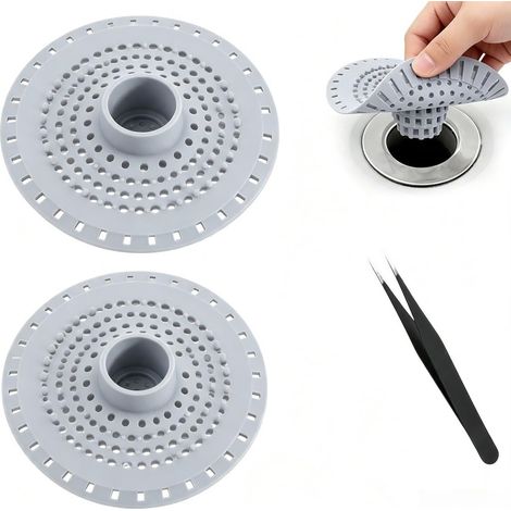 Filtro de desagüe de ducha anticabello de silicona con ventosas (2 unidades)  Filtro de ducha de silicona para el cabello con ventosas, paquete de 2 unidades con 1 clip, atrapacabellos para bañera y l (1/5)