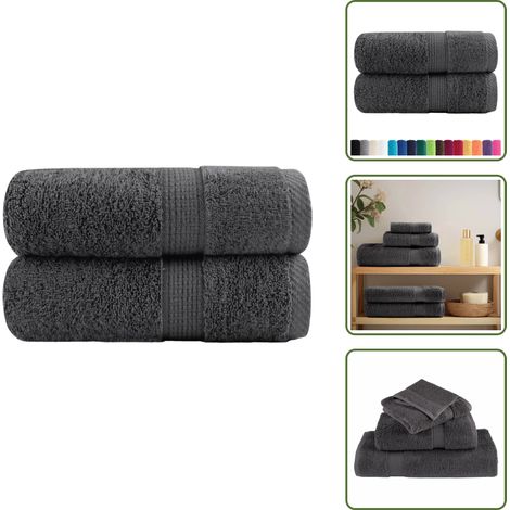 The Living Store Premium-Waschtücher SOLUND 2 Stk. Anthrazit 30x30 cm 600 g/m² - Baumwollhandtücher (1/5)