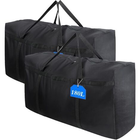BUNTHAUS Lot de 2 Sacs de Rangement 180L Pliables en Tissu Oxford Imperméable avec Poignées et Fermeture Éclair – Pour Vêtements, Couettes, Couvertures et Déménagement (1/4)