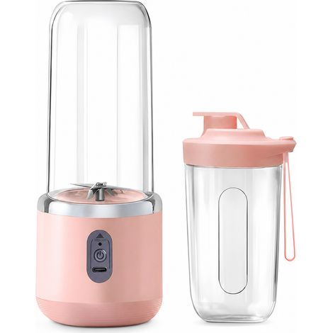 Blender Portable Rechargeable Rose, 6 Lames en Acier Inoxydable, 2 Gobelets avec Couvercle, 40 W (1/5)