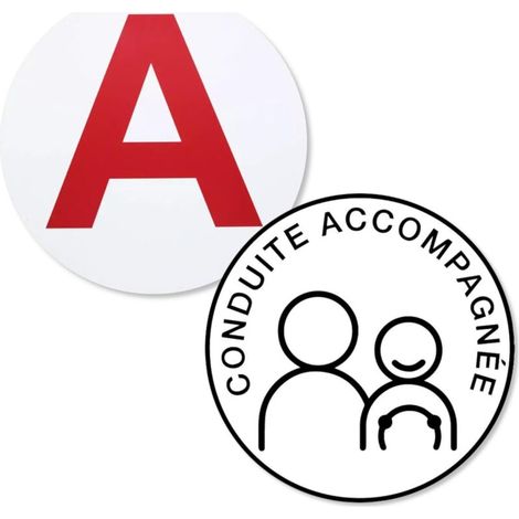 Lot disque A jeune conducteur + disque Conduite accompagnée AAC diamètre 15cm Voiture Auto Fixation Magnétique Carrosserie Métallique Véhicule (1/5)