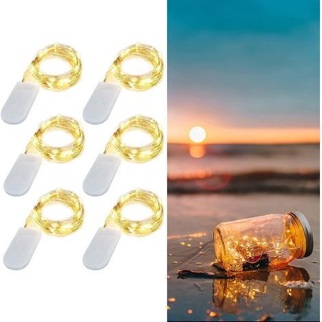 guirlande Lumineuse Piles, (7 Pices) Couleur Chaude 1m 10pcs Led Guirlande Lumineuse En Fil De Cuivre Ip65 Tanche Mini Guirlande Led Piles Fte D (1/5)