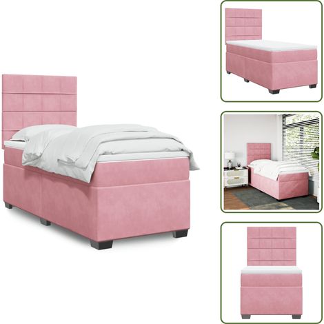 Boxspringbett mit Matratze Rosa 100x200 cm Samt - Boxspringbett - Samtbett - Rosa Bett - Doppelbett - Bettgestell (1/5)