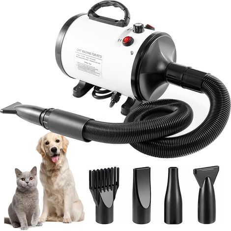Haartrockner für Hund und Katze, Wassergebläse, hohe Leistung, geräuscharm, Gebläse und Staubsauger, All-in-One (weiß)