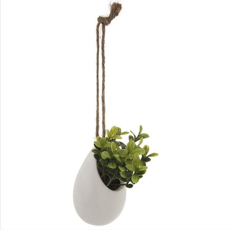 Kunstpflanze im Dekotopf, hängend an einer Schnur, 13 cm
