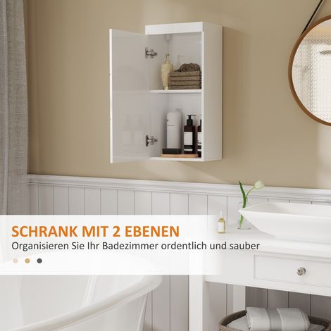 Meuble vasque salle de bain double étagère, commode murale en panneaux de particules MDF blanc