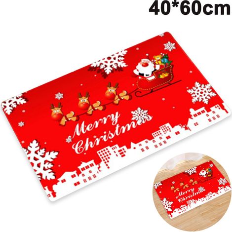 Tapis De Seuil De Porte - Imprimé 3D Noël - Anti-dérapant Pour Intérieur Et Extérieur - 45 x 75 cm - 1 Pièce (1/5)