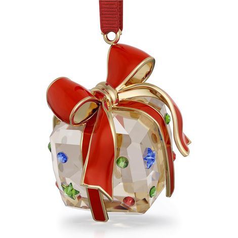 Swarovski Holiday Cheers Decorazione Regalo, con 462 Sfaccettature di Cristalli Swarovski, Designer Edith Mair, Natro Gros-Grain, Placcatura in Tonalità Oro Champagne, 4,4 x 3,7 x 3,9 cm (1/5)