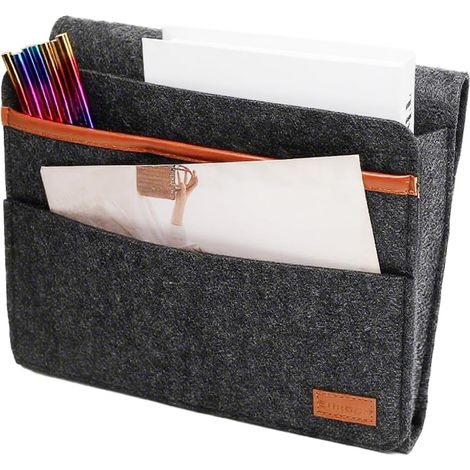 Organisateur de lit à suspendre, poche de lit, 28 x 22 x 8 cm, sac de lit, cadre de lit à suspendres, en feutre, sac d'organisation, sacs de lit à suspendres, convient pour chambre à coucher, dortoir (1/5)