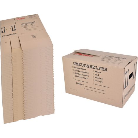 BURI Umzugskarton 50 Stück bedruckt 59x34x35cm Traglast bis 30kg Aufbewahrung Kiste (1/5)