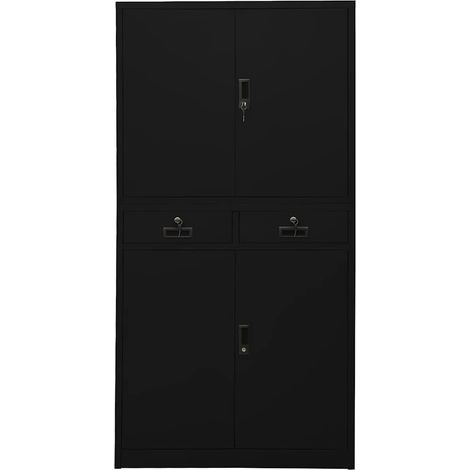 Armadio per Ufficio Nero 90x40x180 cm in Acciaio DAS487055 (1/5)