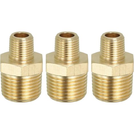 Raccord de Tuyau Hexagonal En Laiton Massif, Adaptateur Filetage, Lot 5, 1/4" Npt X 1/8" Npt, Connecteurs Ligne D'Eau Mâles - 3/8" NPT x (1/5)