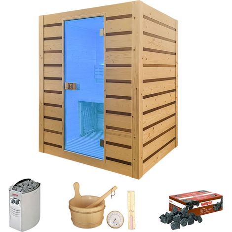Sauna Eccolo de 2 plazas - Pack completo - estufa de 3,5 kW y piedras incluidas
