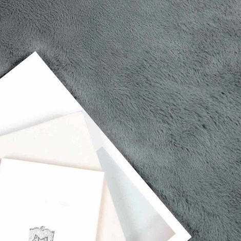 Tapis en Fourrure Synthétique de Lapin Anthracite 240 x 240 cm CFW19880 (1/5)