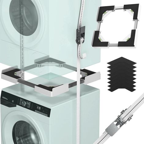 Kit de superposition universel pour lave-linge et sèche-linge - Cadre réglable 45 à 68 cm - Idéal pour connexion de machine à laver et sèche-linge (blanc) (1/5)