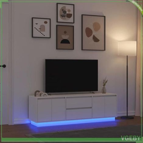 Meuble TV - 3328426 - Blanc - LED RVB ajustables - 160,5 x 41 x 50 cm (1/5)
