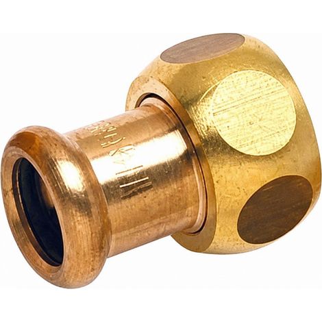 Raccordo femmina a due pezzi 15x21 da crimpare su rame diametro 12 mm.