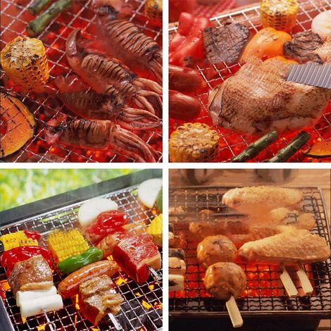 Set mit 2 Grillmatten aus Edelstahl, antihaftbeschichtet, zum Kochen von Fleisch, Gemüse und Meeresfrüchten (1/5)