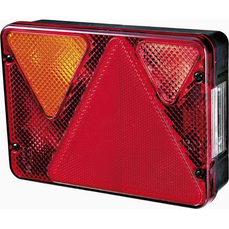 Feu arrière multifonction 6 fonctions 12V – Triangle réfléchissant – Prise 5 pôles pour remorque – Dimensions 187x130x50mm – Aj.Ba (1/6)
