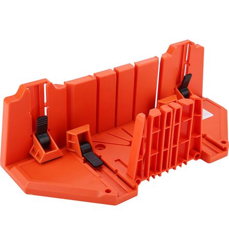 Boîte à onglets plastique avec scie à élaguer et serre-joint, outil de coupe bois 14 pouces pour bricolage (1/5)