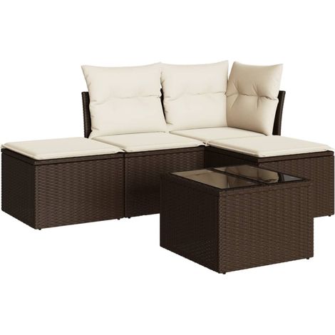 Maison Exclusive - Set comedor de jardín 5 piezas y cojines ratán (1/3)