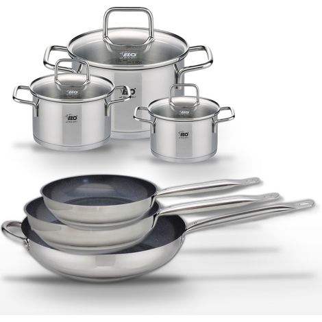 Lot de 3 Poêles céramiques 24/28/32cm Elo Profi Therm Platinum et 3 Faitouts Elo Citrin (1/5)