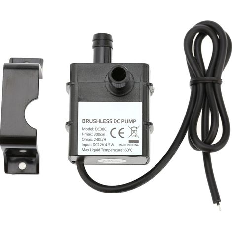 Micropompa sommergibile senza spazzole DC12V 4.5W - 240 l/h, prevalenza 300 cm, per fontane/acquari, impermeabile