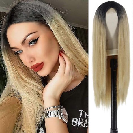 Perruque synthétique longue et lisse, couleur vin, pour femme, aspect naturel, fibres résistantes à la chaleur, perruque quotidienne.